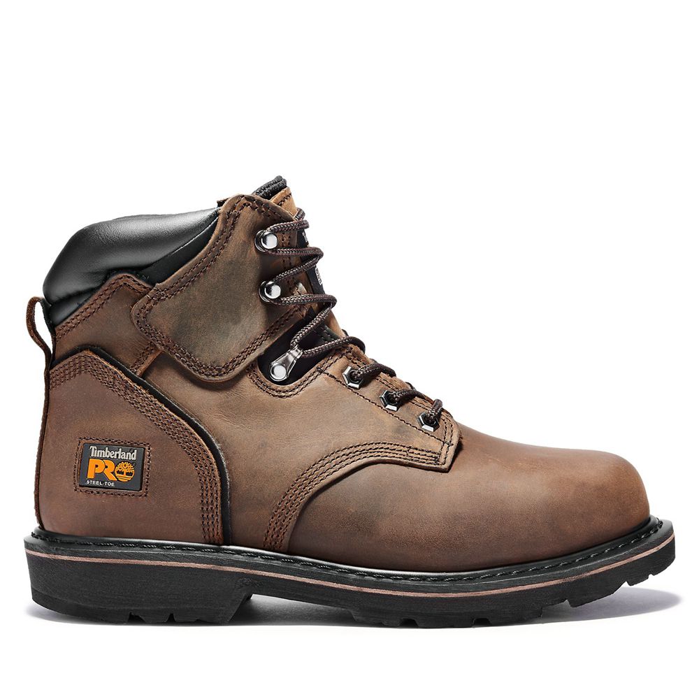 Timberland Μποτακια Εργασίας Ανδρικα Καφε - Pro® Pit Boss 6" Steel Toe - Greece 6974521-BF